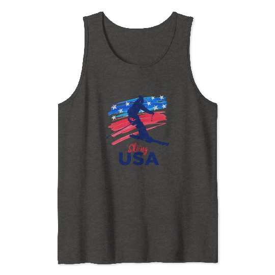 Skiing Usa Support The Team Usa Flag Ski Winter Tank Tops