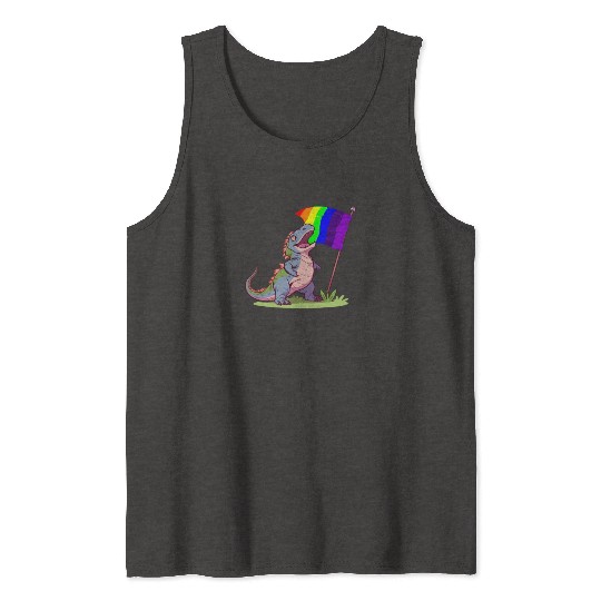 Funny Dinosaur LGBT Community Pride Lesbian Gay Tank Tops