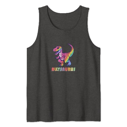 Allysaurus LGBT Transgender Dino Rainbow Lesbian Tank Tops