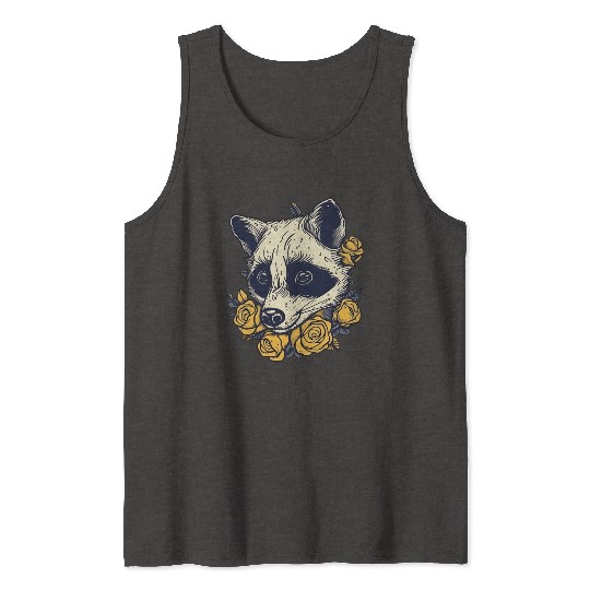 Yellow Flower Raccoon Tank Tops