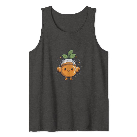 Orange Fruit Fruitarian Funny Cute Party Music Tank Tops