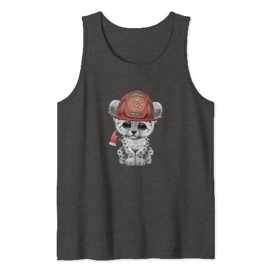Cute Snow Leopard Cub Firefighter Tank Tops