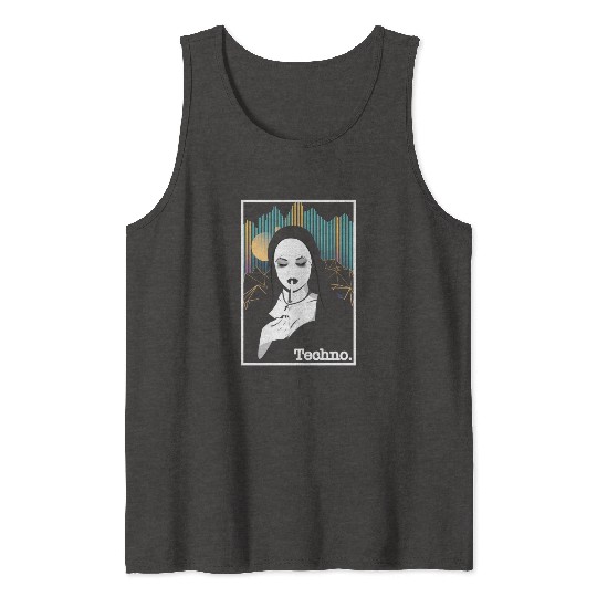 Smoking Techno Nun Religion Electro Bass Music Tank Tops