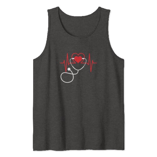 Funny Heart Beats Nurse Nursing Doctor Medical Tank Tops