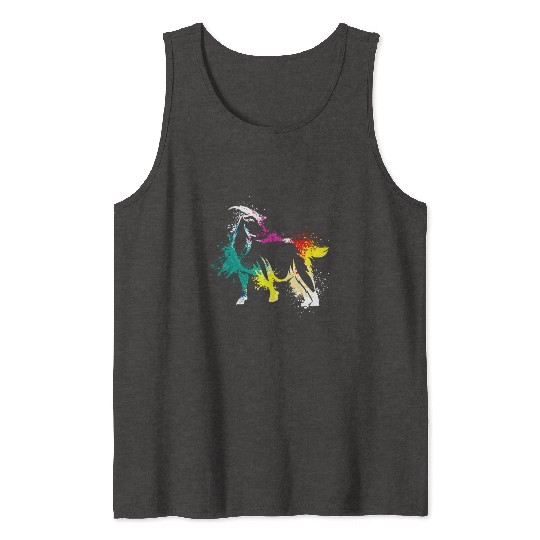 Colerfull Splash Art Farm animals Goat Tank Tops