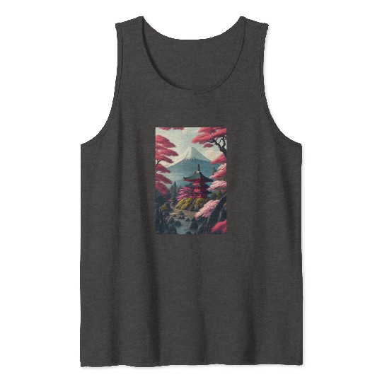 Asia Landscape Serene Mount Fuji Tank Tops