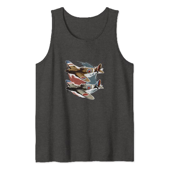 Pilot Spitfire Airplane Aviator Military Tank Tops
