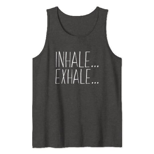 Inhale Exhale Fitness Novelty Graphic Gym Workout Tank Tops