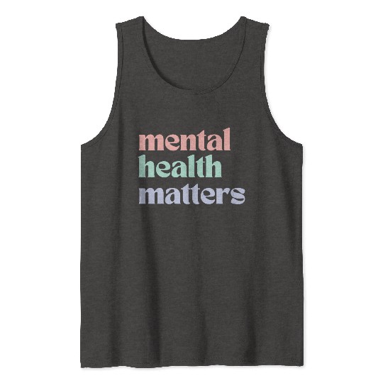 Mental Health Matters | Retro Quote Pastel Rainbow Tank Tops