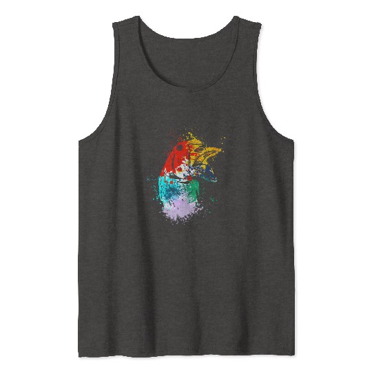 Colorful Splash Art Farm animals goose head Tank Tops