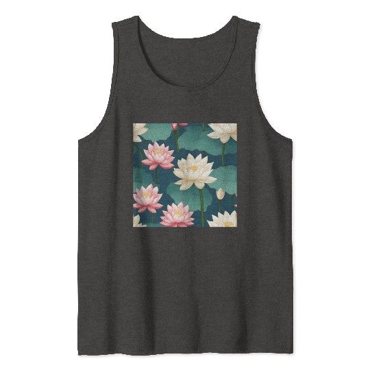 Serenity Blooms: Timeless Lotus Pattern Tank Tops