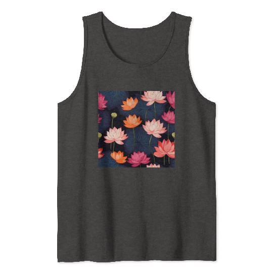 Serenity Blooms: Timeless Lotus Pattern Tank Tops