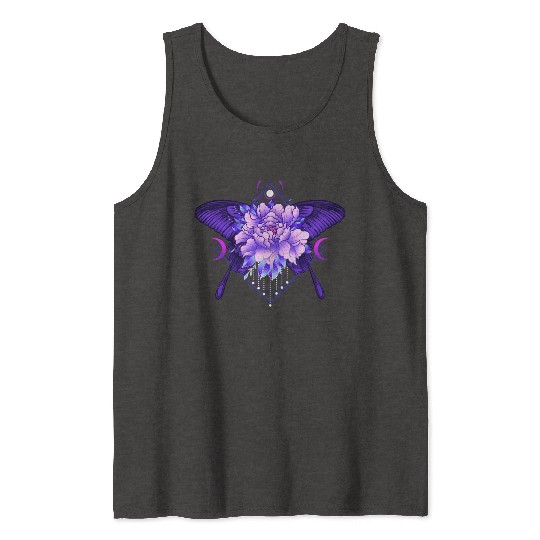 Peony Butterfly geometric tattoo Tank Tops