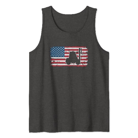 Forklift Driver Usa Flag Tank Tops