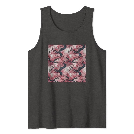 Anime Euphoria: Fantasy Cherry Blossom Dreamscape Tank Tops