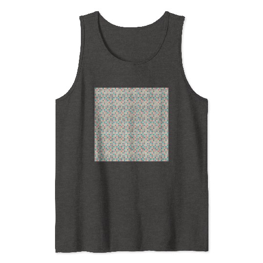Retro Checkered Pattern Yellow Teal Coral Tank Tops