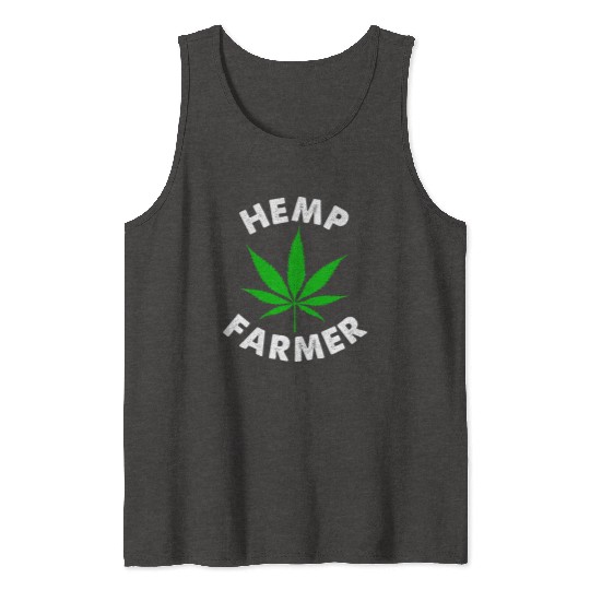 Hemp Farmer Green Leaf Tank Tops