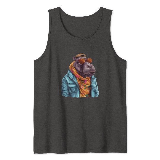 Graffiti Hippo. Heavyweight Strength. Tank Tops