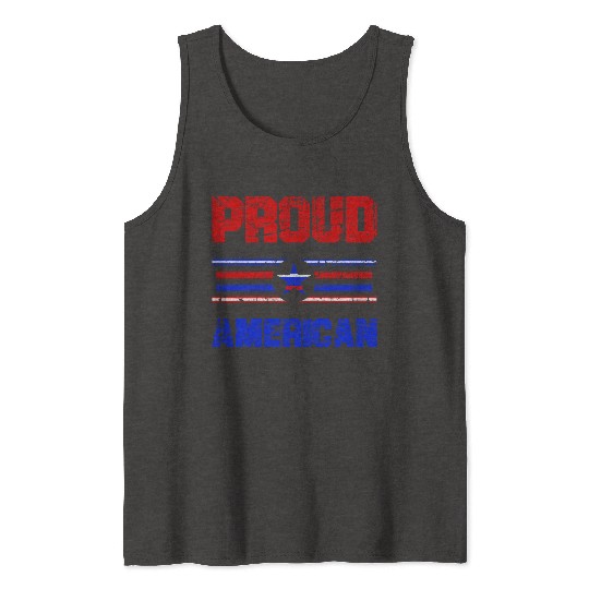 Proud American USA Flag, Patriotic 4th of July Tank Tops