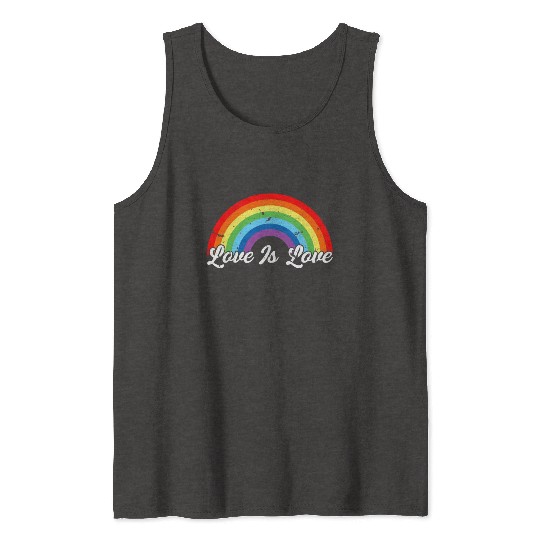 Gay Pride Vintage Rainbow LGBT Love Is Love Tank Tops