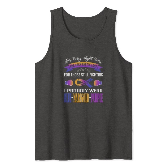I Proudly Wear Blue Marigold Purple Bladder Cancer Tank Tops