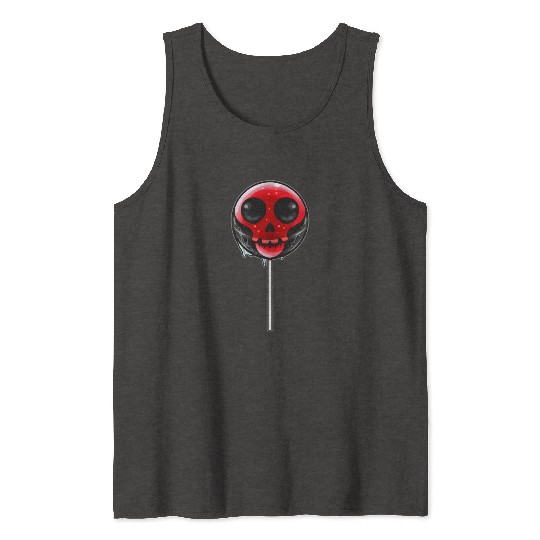 Red Skull Lollipop Trick Or Treat Halloween Tank Tops