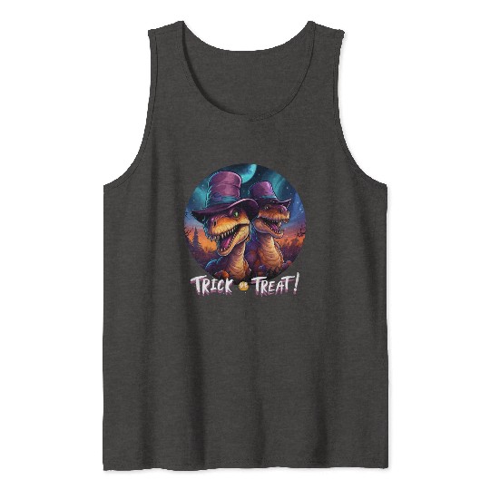 Halloween Dinosaur Velociraptor Trick or Treat Tank Tops