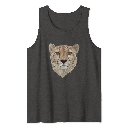 Watercolor Cheetah Portrait Tank Tops