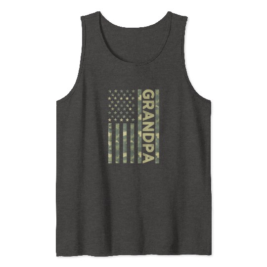 Proud Grandpa Camouflage American Us Flag Camo Tank Tops