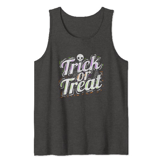 Trick Or Treat Spiderweb Halloween Tank Tops