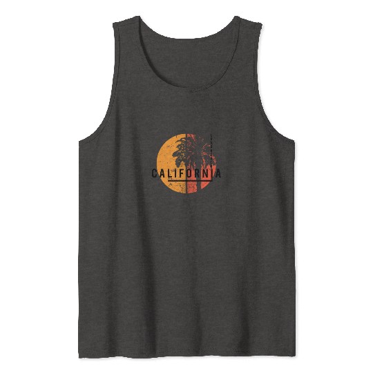 Long Beach California Cool Native Palm Tree Tank Tops