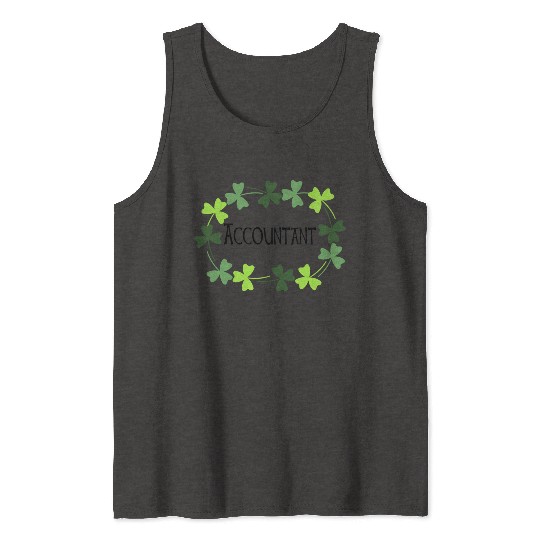 Accountant Green Shamrock Oval Tank Tops