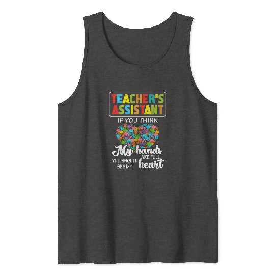 Teacher Assistant Cute Heart Quote Gift Tank Tops For