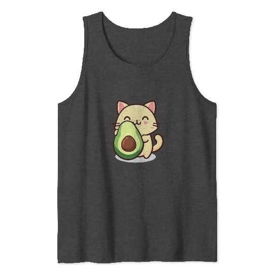 Cat with avocado Tank Tops
