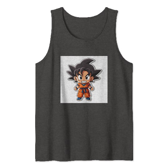 Goku Sticker Happy Bold Colors art toy style Tank Tops