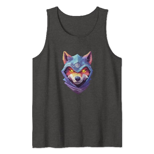 Hooded Alpha Wolf Ninja: Leader of the Night Tank Tops