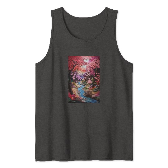 Multi-color Zen Garden river - Japanese Tank Tops