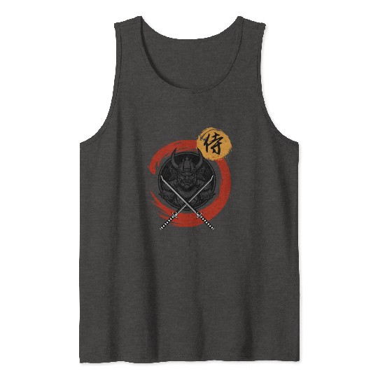 Samurai Warrior with Swords Tank Tops