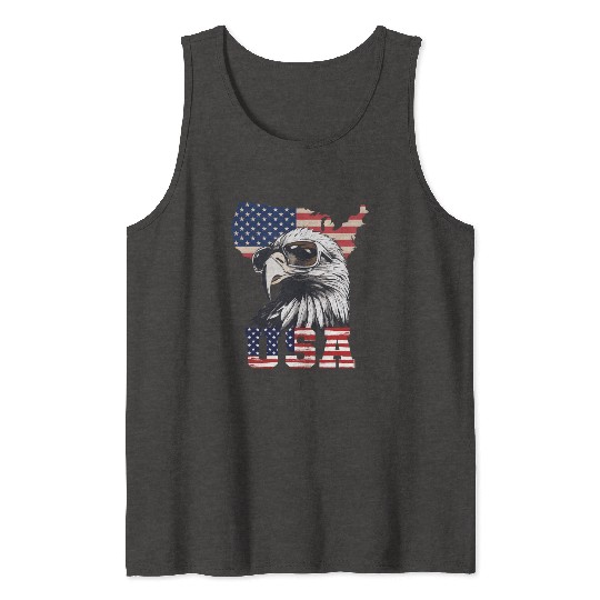 gift idea bald eagle american flag Tank Tops