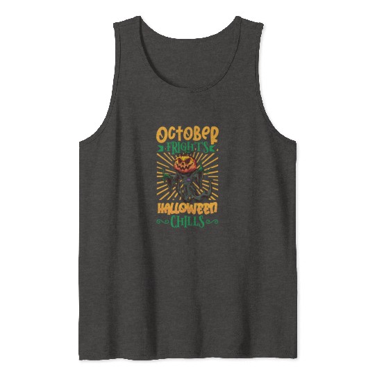 Scary Pumpkin Halloween Costume Autumn Fall Gift Tank Tops