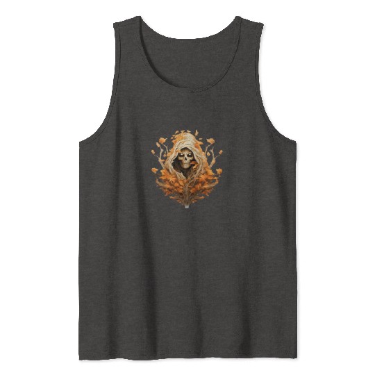 Halloween Autumn with Skull Tree and Grim Reaper Tank Tops