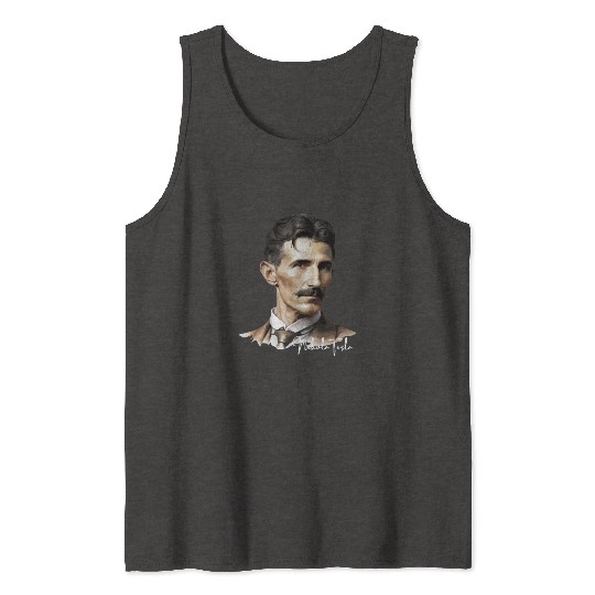Artistic Illustration of Nikola Tesla Tank Tops