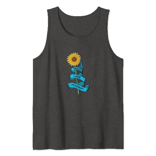 Sunflower Peace love freedom Tank Tops