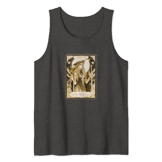 Dark Witch Tarot Card Magic Boho Mystic Celestial Tank Tops