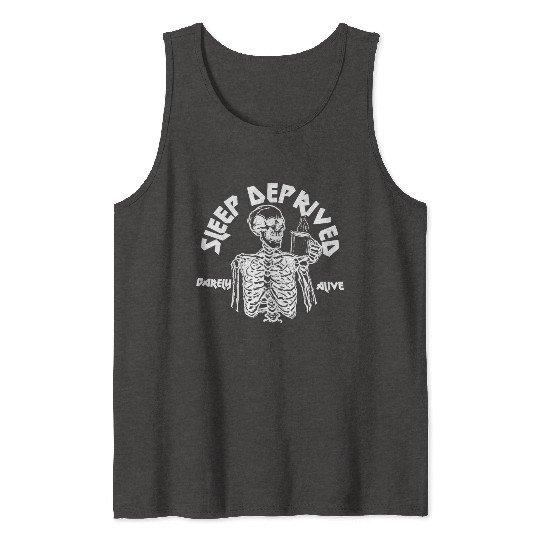 Funny Skeleton Drinking Coffee Tank Tops