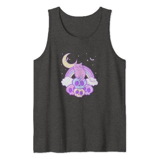 Pastel Goth Cat Skull Lover Cute Gothic Yami Tank Tops