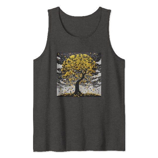 black tree and Wonderful yellow foliage Tank Tops