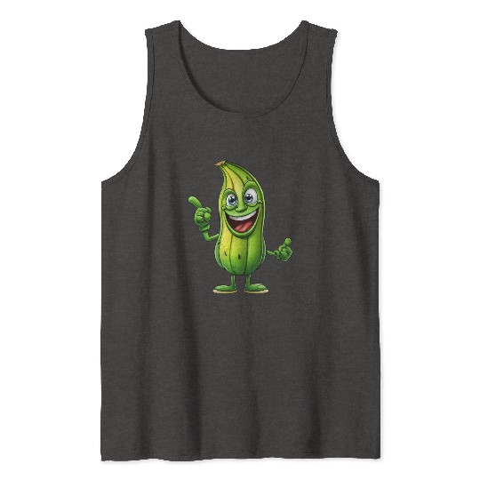 Green Alien Pickle Dude: Cosmic Crunch Tank Tops