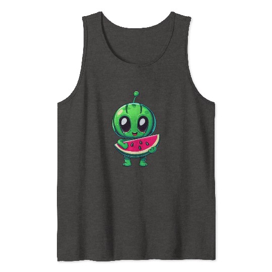 Green Alien meets Juicy Watermelon Tank Tops