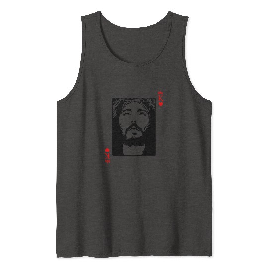 Jesus Is King Jesus King Of Hearts Card Christian Tank Tops